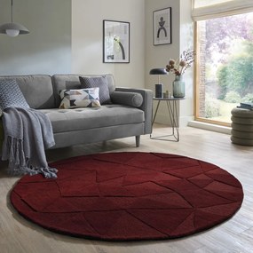 Ръчно изработен вълнен кръгъл килим в цвят бордо ø 160 cm Shard Red – Flair Rugs