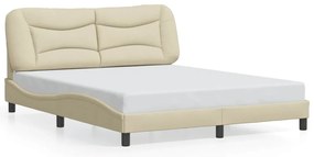 3207784 vidaXL Рамка за легло без матрак Hvar, кремава, 160x200 см, плат