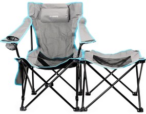 Сгъваема къмпинг маса + стол сив/син