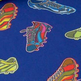 Син еластичен единичен детски чаршаф 90x190 cm Bright Football – Catherine Lansfield