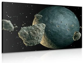 Картина на платно – Метеорити около планетата