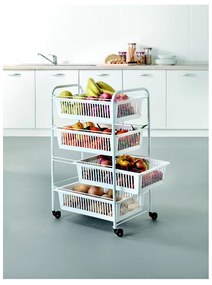 Мобилен рафт с 4 кошници Индия, дължина 35 cm - Metaltex