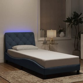 3213826 vidaXL Рамка за легло с LED осветление без матрак, тъмносива, 90x190 см, кадифе