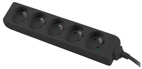 Разклонител LANBERG, 2500W, 1.5 метра, 5 контакта, Защита за деца, Черен