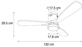 Умен вентилатор за таван черен 132 см вкл. LED димируем с дистанционно управление - София