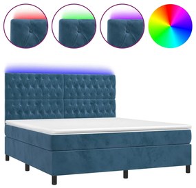 3136321 vidaXL Боксспринг легло с матрак и LED, тъмносиньо, 180x200 см, кадифе