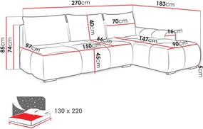 Ъглов диван Bestii-Антрацит-Десен