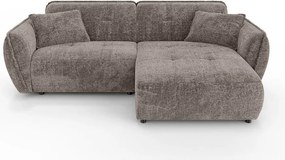 Кафяво-сив шенилов ъглов диван (десен ъгъл) Nelia – Ropez