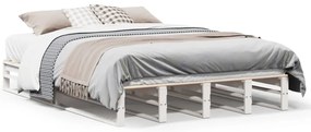 850840 vidaXL Рамка за легло без матрак, бял, 120x200 см, бор масив