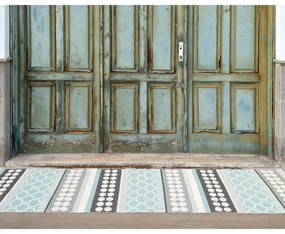 Сив и тюркоазен килим за открито и закрито 70x90 cm Asta Pale Turquoise – Pappelina