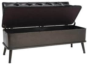 339297 vidaXL Пейка за съхранение с облегалка, 110 см, черна изкуствена кожа