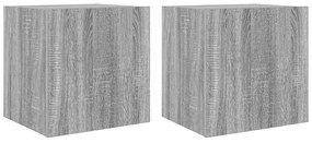 837257 vidaXL Стенни ТВ шкафове с LED лампи, 2 бр, сив сонома, 40,5x35x40 см