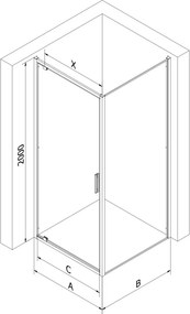 Mexen Exo-BR душ кабина с отваряеми врати 90 x 90 см, прозрачна, хром