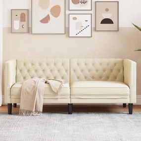 372660 vidaXL Диван Chesterfield с 2 седящи места от кремава kunstnahast