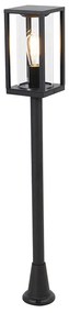 Стойка за външна лампа черна 100 см с наземна скоба и кабелна втулка - Charlois