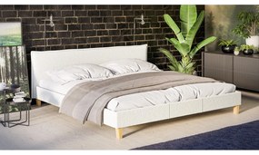 Кремаво тапицирано двойно легло с решетка 200x200 cm Tina - Ropez