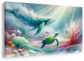 Картина на платно – Кит и морска костенурка