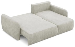 Кремав шенилов разтегателен ъглов диван с място за съхранение (десен ъгъл) Lilo – Makamii