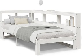 3324407 vidaXL Легло с рафтове за книги, без матрак, бял, 75x190 см, бор масив