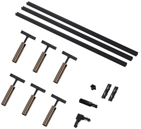 Модерна релсова система за осветление с 6 тъмно бронзови прожектора 1-фазов - Slimline Uzzy