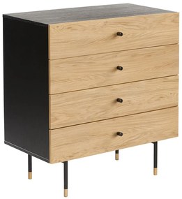 Черен и естествен висок скрин от дъб 80x87 cm Jugend – Woodman