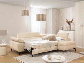 Кремав шенилов ъглов диван (десен ъгъл L форма) Marbeya – Ropez