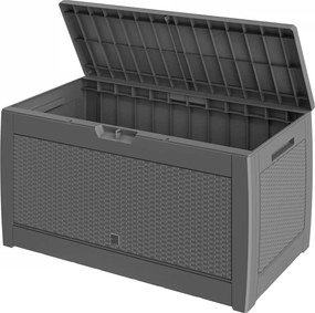 Градинска кутия за съхранение Rato 310 l - ефект ратан, водоустойчива Сив