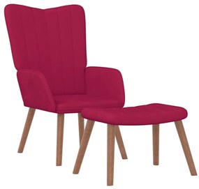 327671 vidaXL Релакс стол с табуретка, виненочервен, кадифе