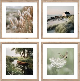 Печатни картини в комплект 4 бр. с включена рамка 30x30 cm Subtle Nature – Styler