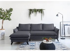 Антрацитен ъглов разтегателен диван, ляв ъгъл Charming Charlie - Miuform