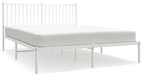 350934 vidaXL Метална рамка за легло с горна табла, бяла, 160x200 см