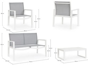 Бял алуминиев градински комплект от за отдих за 4 Kallen – Bizzotto