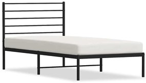 352309 vidaXL Метална рамка за легло с горна табла, черна, 75x190 см
