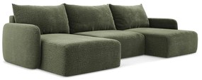Зелен разтегателен ъглов диван с място за съхранение Kalena – Makamii