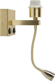 Арт Деко стенна лампа златиста с USB и гъвкава ръка - Brescia Combi