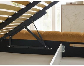 Двойно тапицирано легло с място за съхранение с включена подматрачна рамка в цвят горчица 180x200 cm Mont Blanc – Bobochic Paris