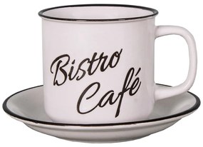 Бяла керамична чаша с чинийка Bistro - Café - Antic Line