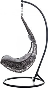 Черен висящ стол формата на сълза Madera