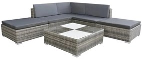 42745 vidaXL Градински комплект с възглавници, 6 части, полиратан, сив