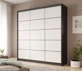 Гардероб Hansa 200 с плъзгащи врати-Черен-Бял