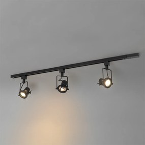 Индустриална релсова система с 3 прожектора 1-фазен черен - Suplux