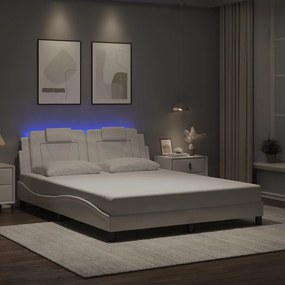 3214030 vidaXL Рамка за легло Viana с LED без матрак, бяла, 160x200 cм