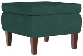 329459 vidaXL Табуретка с дървени крака, тъмнозелена, кадифе