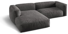 Сив кадифен модулен ъглов диван (ляв ъгъл) Martina – Micadoni