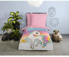 Розово единично памучно детско спално бельо 140x200 cm Dash – Good Morning