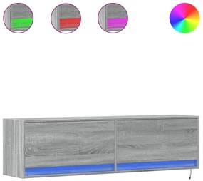 852374 vidaXL Стенен ТВ шкаф с LED осветление, сив сонома, 140x31x38 см