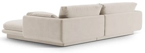 Бял кадифен ъглов диван (ляв ъгъл) Torino – Micadoni