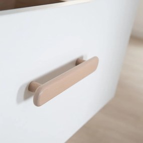 Детски скрин в дъбов декор с маса за преповиване в бял и естествен цвят 88x98x75 cm Cabane – Roba