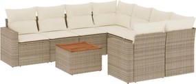 3256380 vidaXL Градински комплект диван с възглавници 9 части бежов полиратан