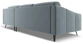 Светлосин кадифен ъглов диван (десен ъгъл) Nalu – Makamii